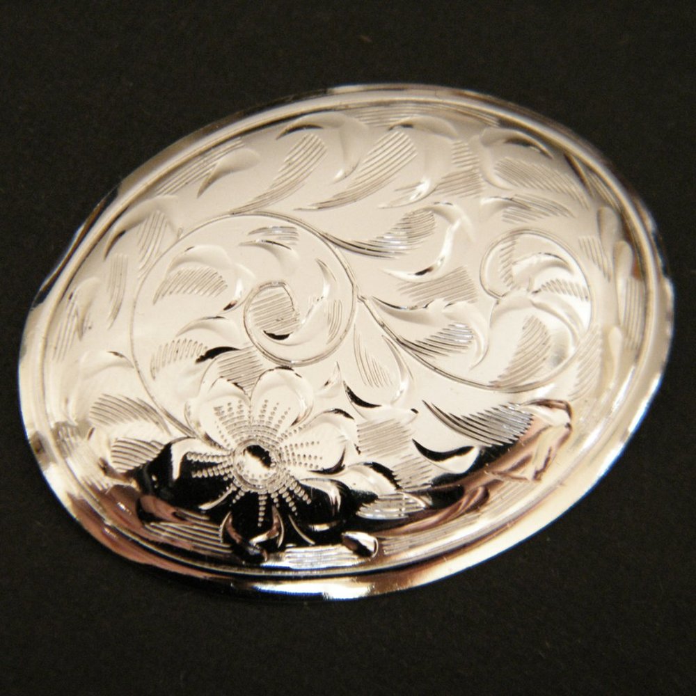 Vintage Sterling Silver Forstner Brooch with Engraved Floral Design
